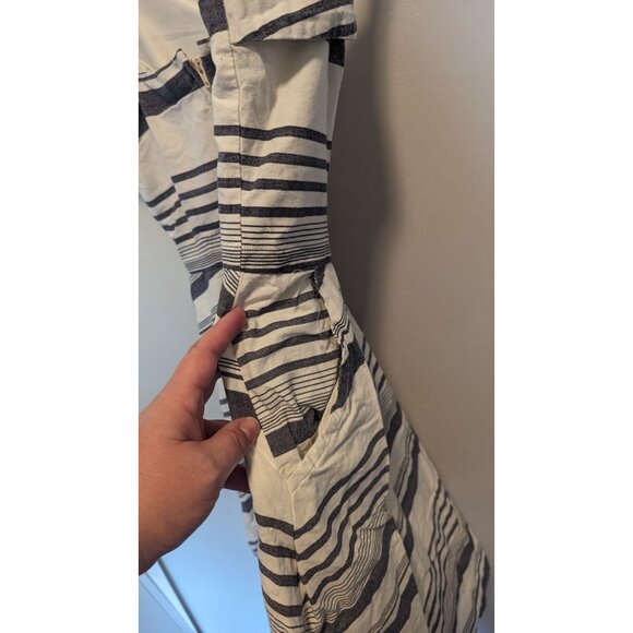 Striped White & Navy Sleeveless Dress With Adjustable Straps & Back Zipper Small - Picture 4 of 7